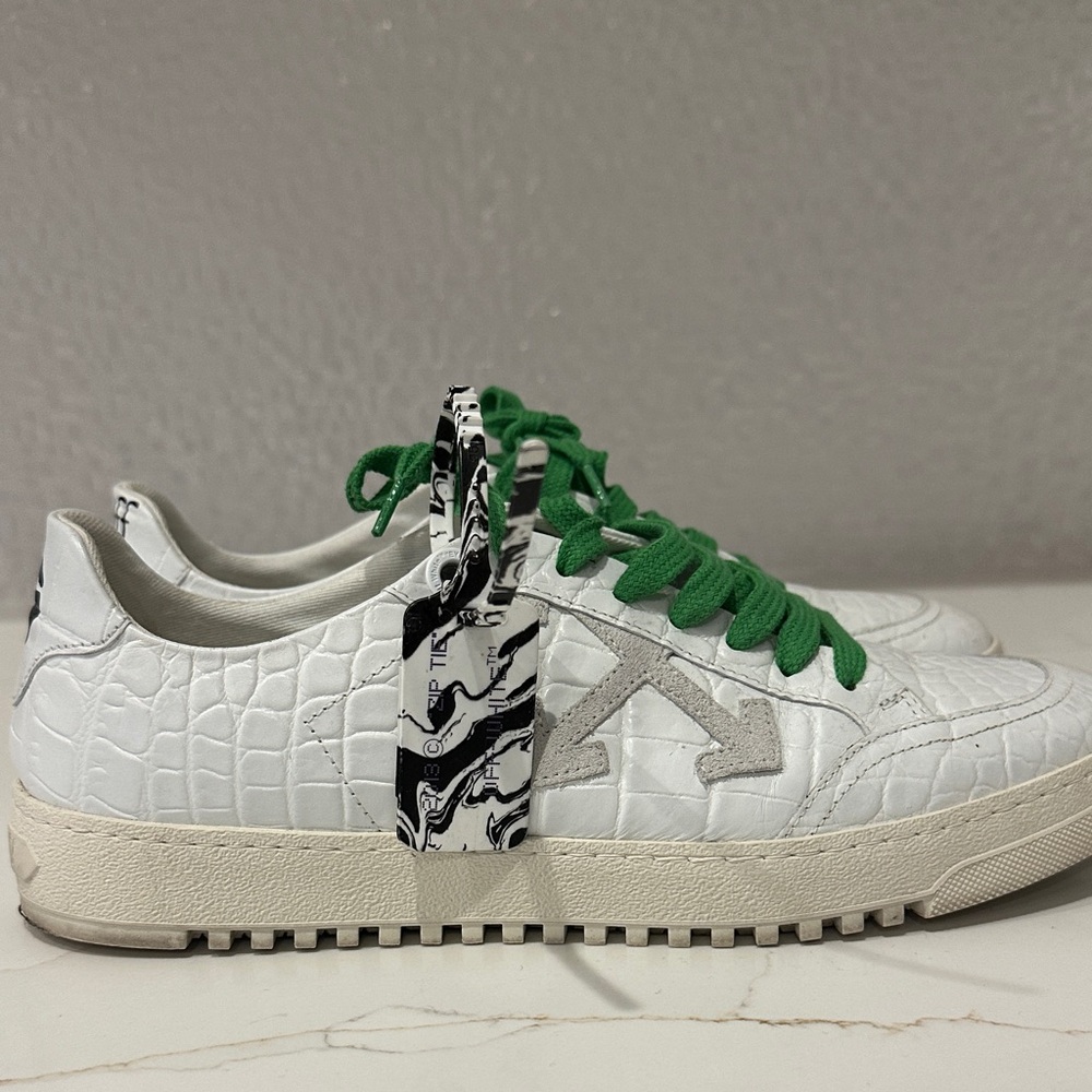 Off White Virgil Abloh Crocodile Embossed leather 2.0 low sneakers size 40